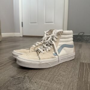 Vans High-Top Sneakers in Cream and Blue